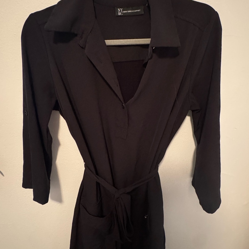 NY Collection Black Dress with Tie Waist